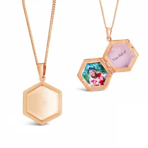 Hexagon Locket Necklace | Rose Gold