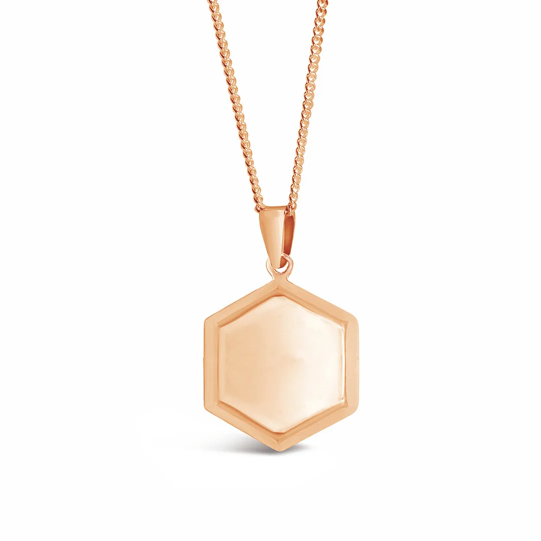 Hexagon Locket Necklace | Rose Gold