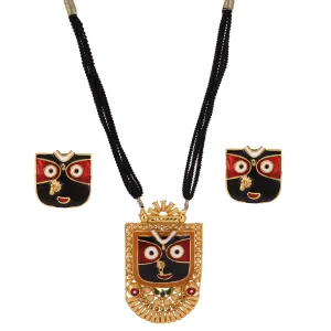 Jagannath (Square) Pendant with Matching Earrings