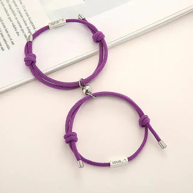 Magnetic Adjustable Simple Rope Couple Bracelet