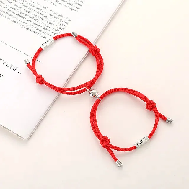 Magnetic Adjustable Simple Rope Couple Bracelet