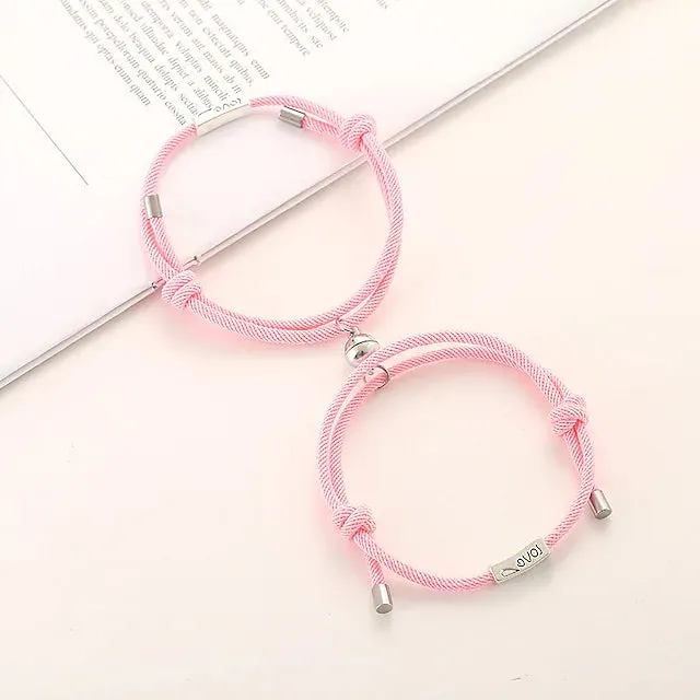 Magnetic Adjustable Simple Rope Couple Bracelet