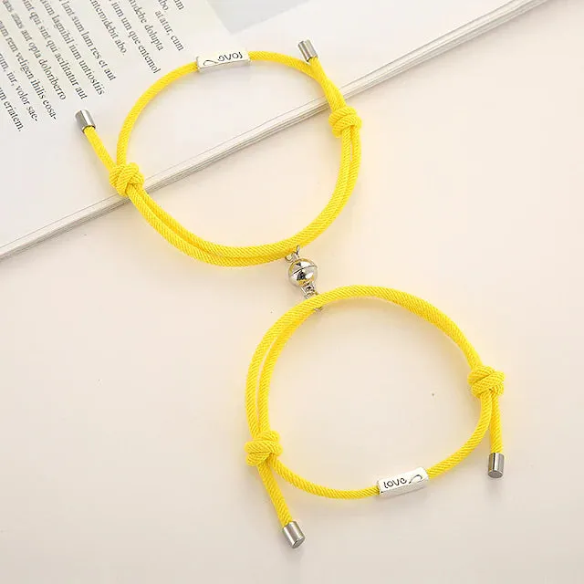 Magnetic Adjustable Simple Rope Couple Bracelet