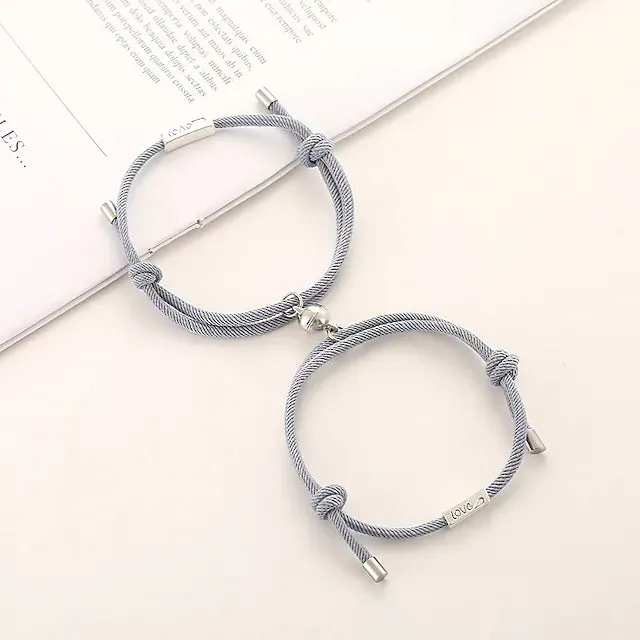 Magnetic Adjustable Simple Rope Couple Bracelet