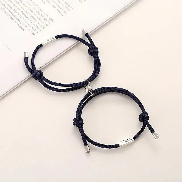 Magnetic Adjustable Simple Rope Couple Bracelet