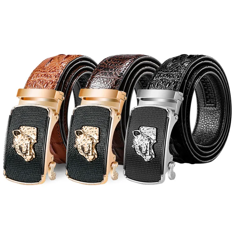 Men's Genuine Leather Belt Crocodile Pattern Belt Man's Belt Belt Wholesale Automatic Buckle Pant Belt