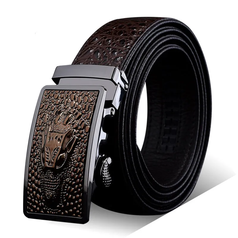 Men's Genuine Leather Belt Crocodile Pattern Belt Man's Belt Belt Wholesale Automatic Buckle Pant Belt