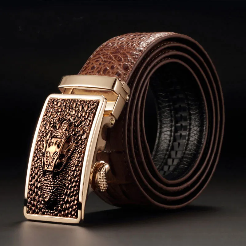 Men's Genuine Leather Belt Crocodile Pattern Belt Man's Belt Belt Wholesale Automatic Buckle Pant Belt