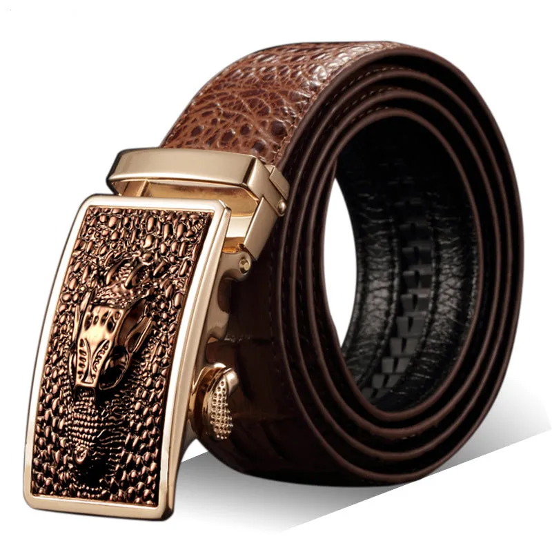 Men's Genuine Leather Belt Crocodile Pattern Belt Man's Belt Belt Wholesale Automatic Buckle Pant Belt