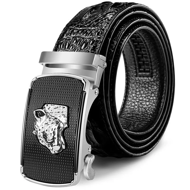 Men's Genuine Leather Belt Crocodile Pattern Belt Man's Belt Belt Wholesale Automatic Buckle Pant Belt