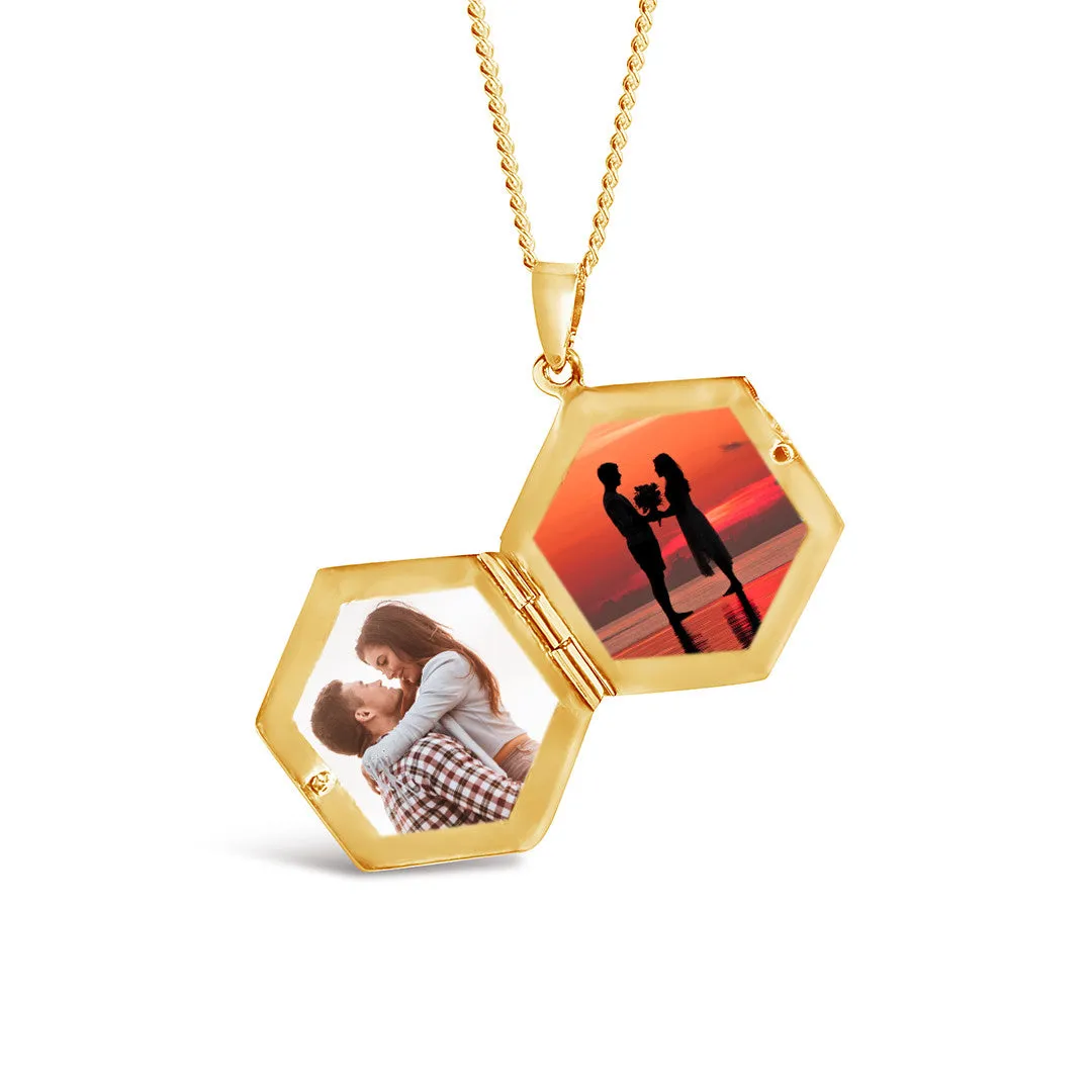 Men's Hexagon Locket Necklace | Gold