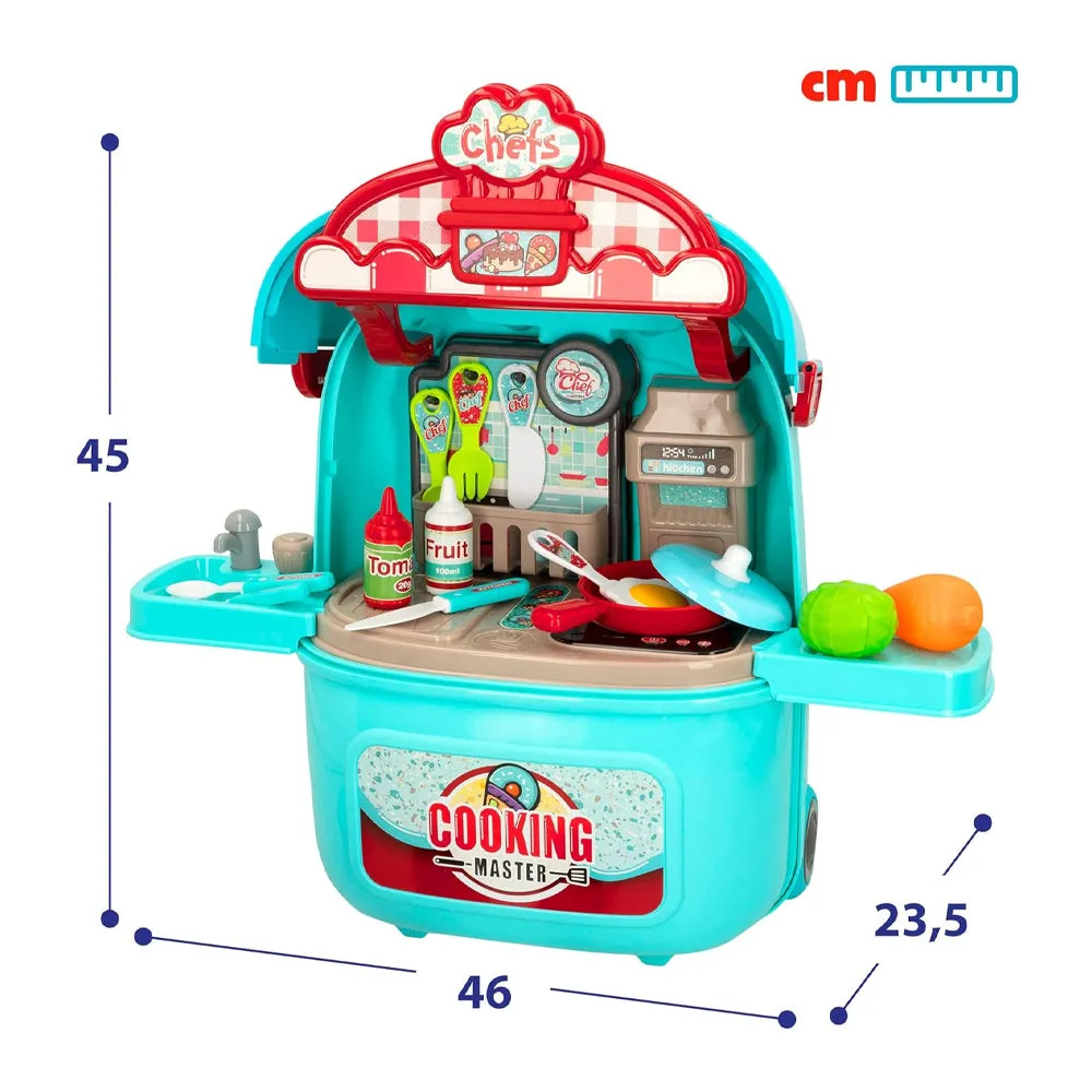 (Net) 2-in-1 Chef Pretend Play Kitchen Set with Backpack