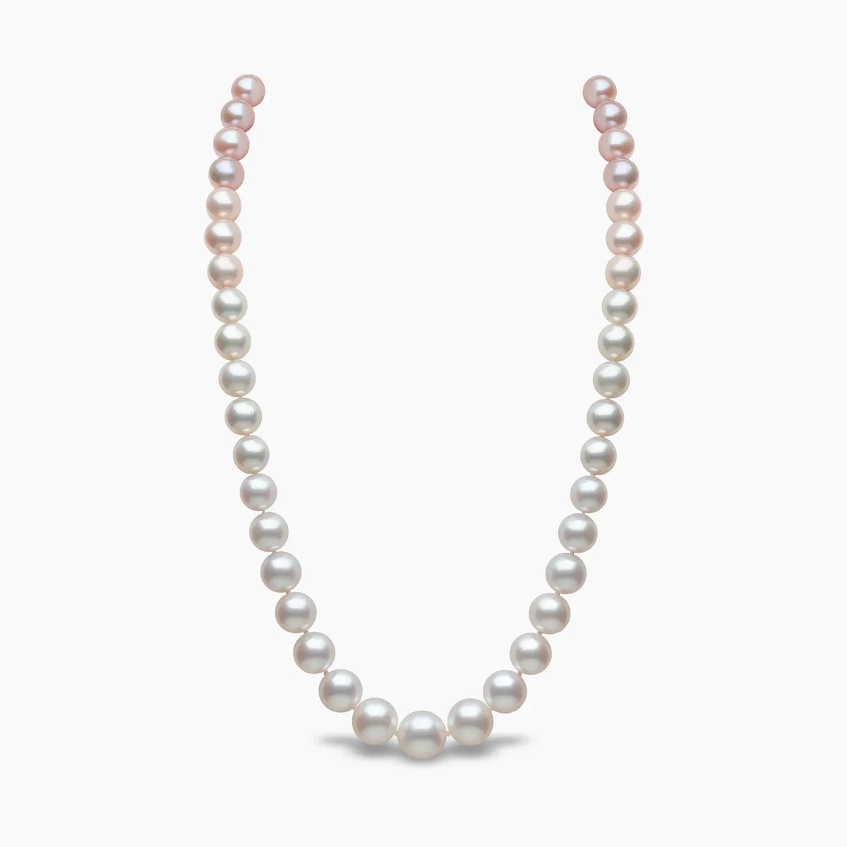 Ombré 18K Gold Pink and White Pearl Single Row Necklace