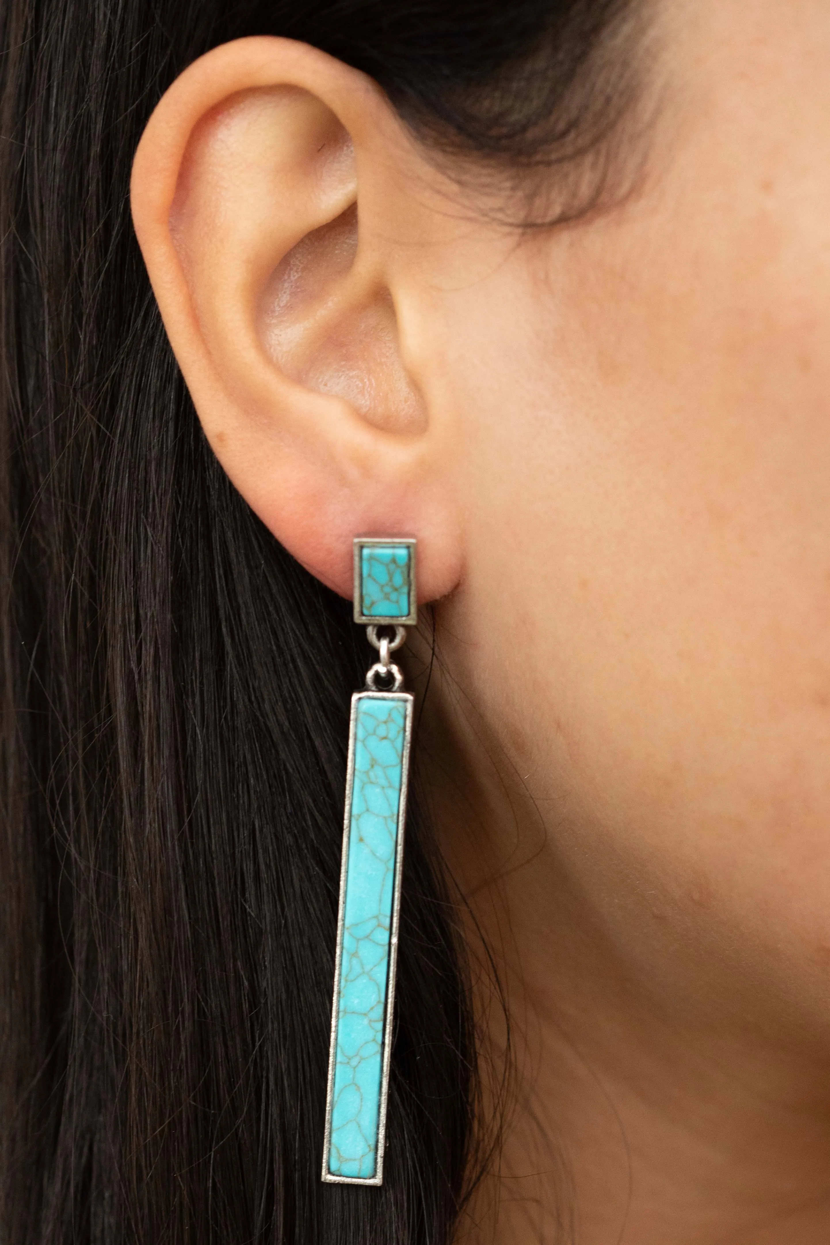 Rectangular turquoise studs