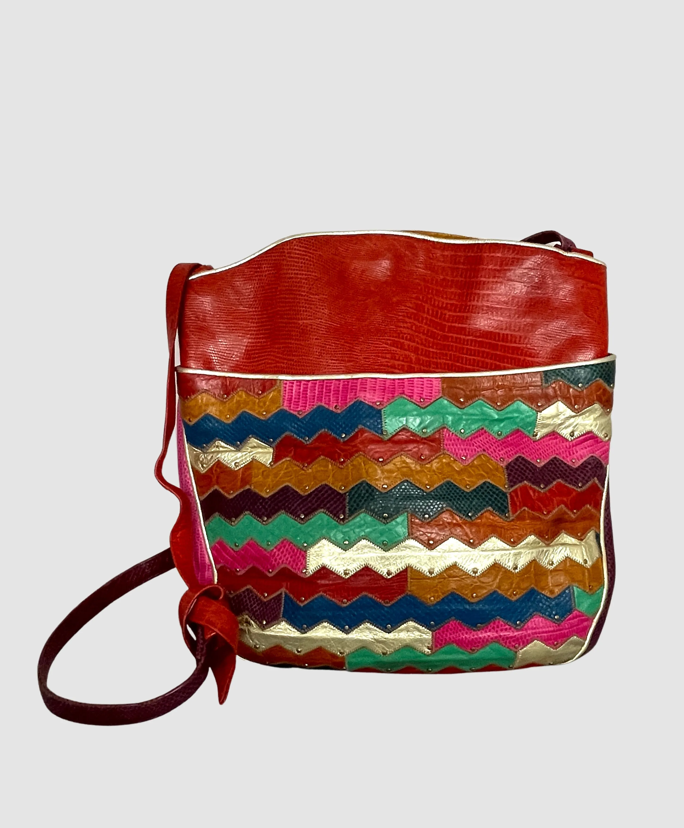 SHARIF Vintage 80s Crossbody Leather Patchwork Bag