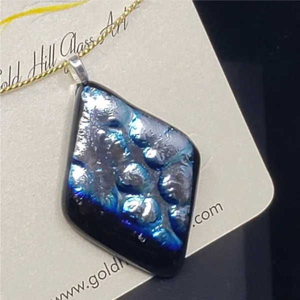 Silver and Turquoise Dichroic Pendant