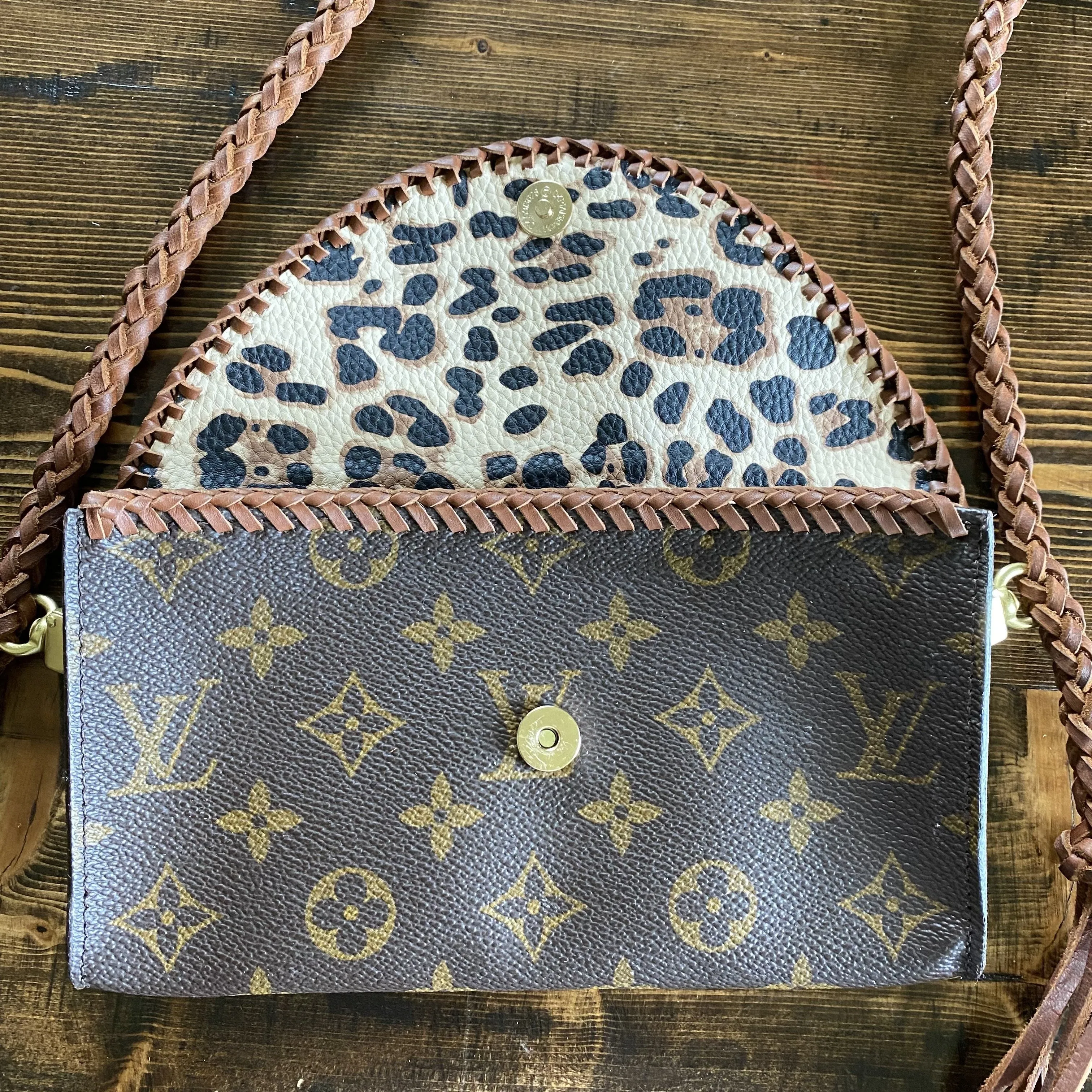 Vintage Whiskey Leather Crossbody Bag - The Junco Monogram