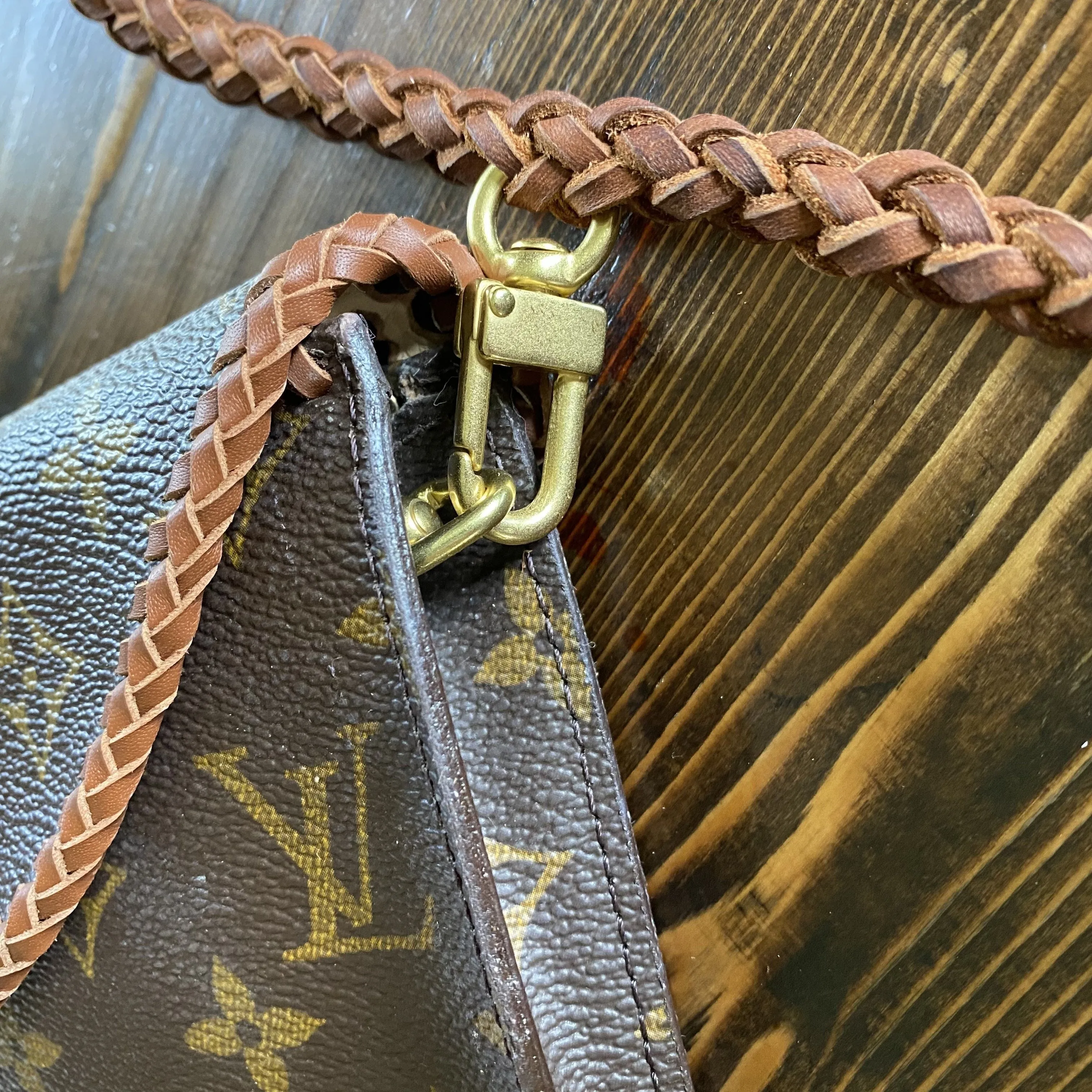 Vintage Whiskey Leather Crossbody Bag - The Junco Monogram