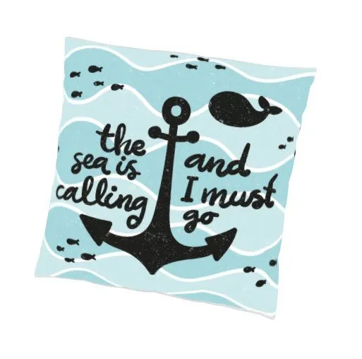 The Sea Is Calling And I Must Go Reversible Indoor Outdoor Pillow – 18” (Set of 2)