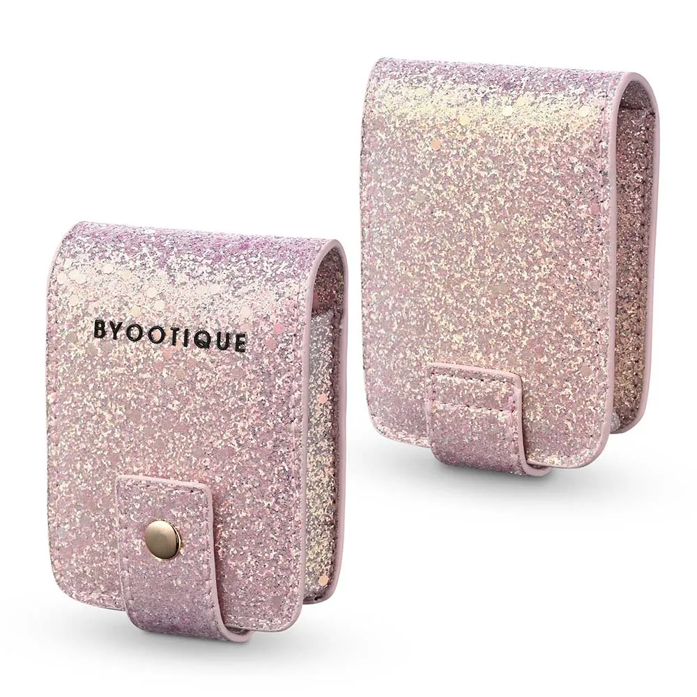 TheLAShop Glitter Lipstick Bag with Mirror for Double Lipsticks & Airpods