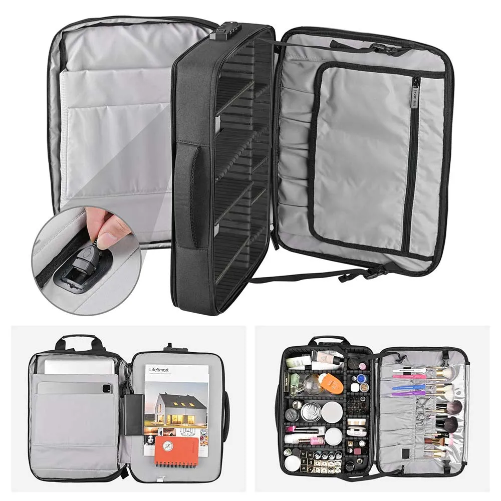 TheLAShop Makeup Artist Backpack with Compartments TSA Lock