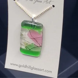 Transparent Green, Pink, and Black Stringer Pendant