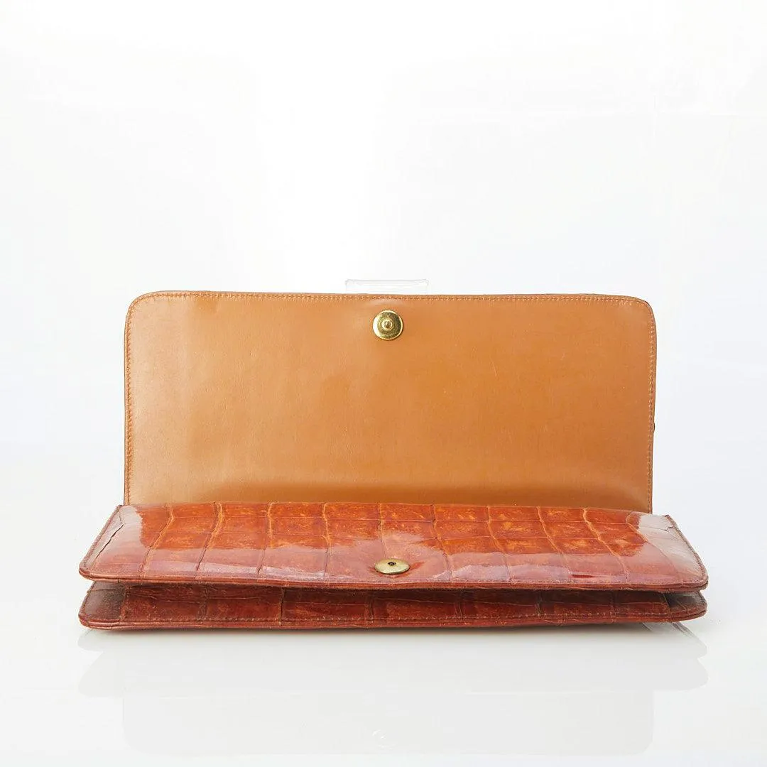 Vintage Leather Tan Clutch Bag