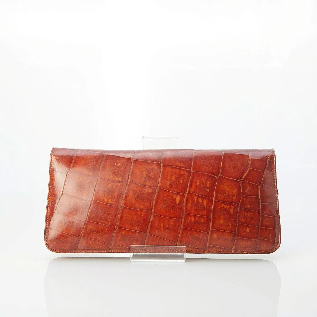 Vintage Leather Tan Clutch Bag