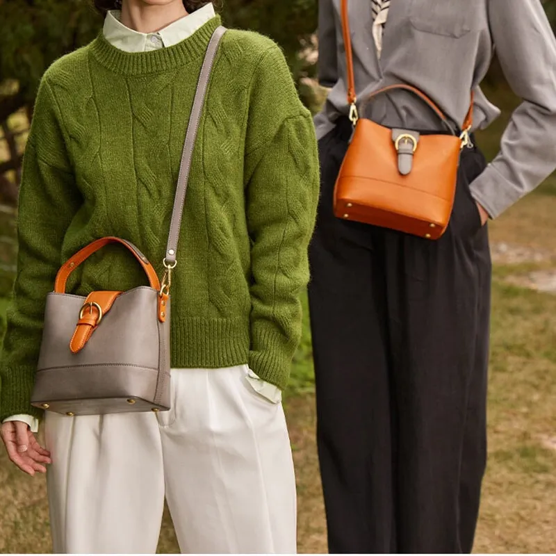 Vintage  Vegetable Tanned Cowhide Leather Crossbody Bag