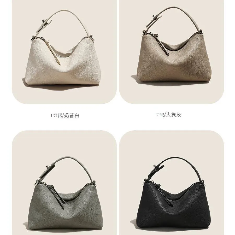 Women's Bag  New Women's Bag Lunch Box Bag First Layer Cowhide Niche Pillow Bag Shoulder Crossbody