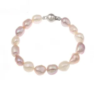 Womens Pearl Bracelet Classic 8-9mm Baroque Pearl -  Multicolour