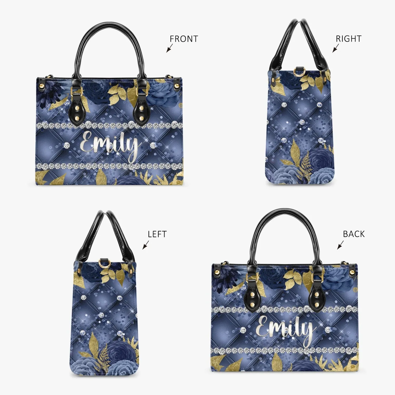 Women's Tote Bag - Navy Floral - Personalised