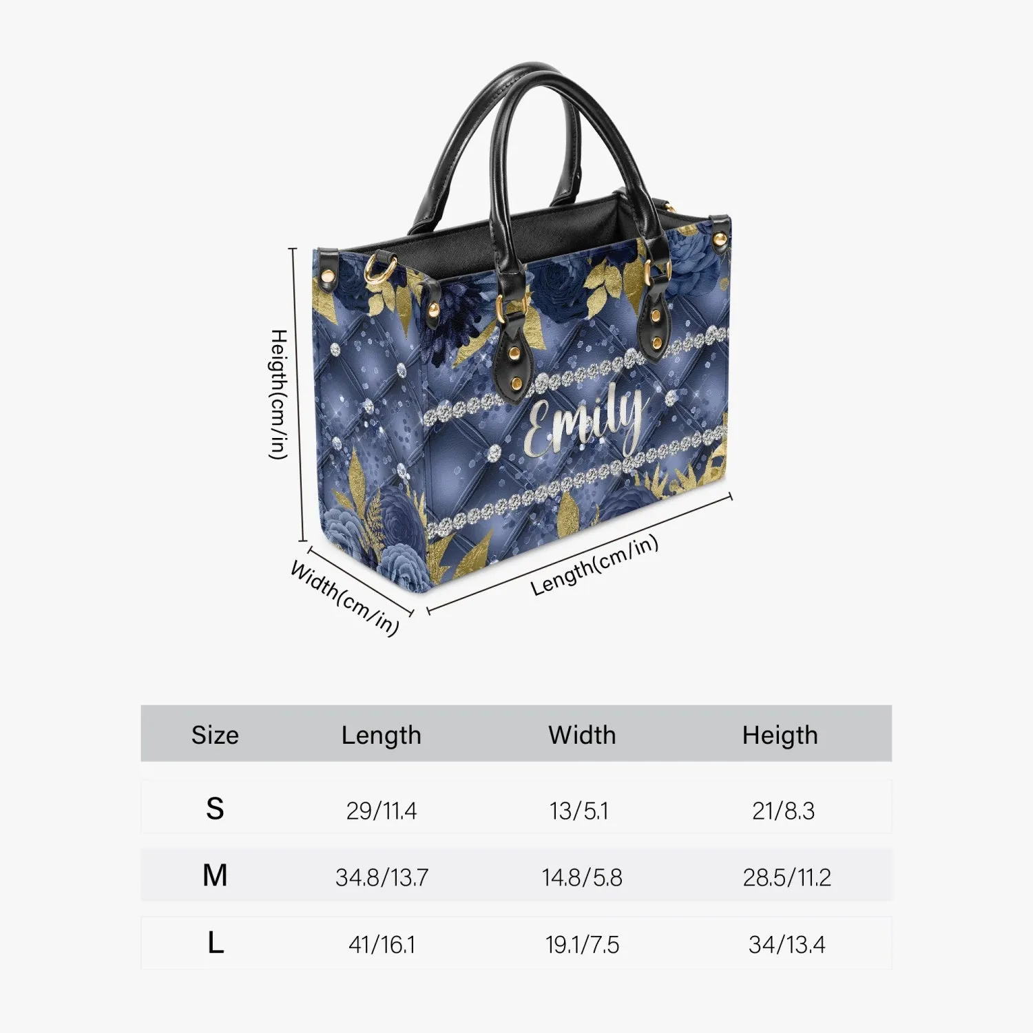 Women's Tote Bag - Navy Floral - Personalised